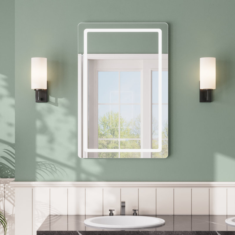 Modern Frameless LED Lighted Bathroom / Vanity Mirror with 3 Colour Adjustable, Memory Function, Anti-fog, Time Mode Control