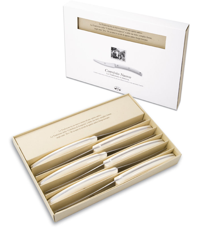 Convivio Nuovo Steak & Table Knives, Methacrylate, White