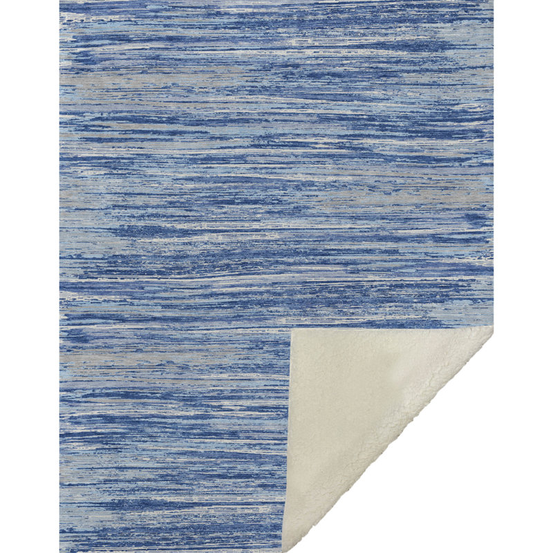 Jeté à rayures Addison Sherpa ASB896, À rayures, Bleu
