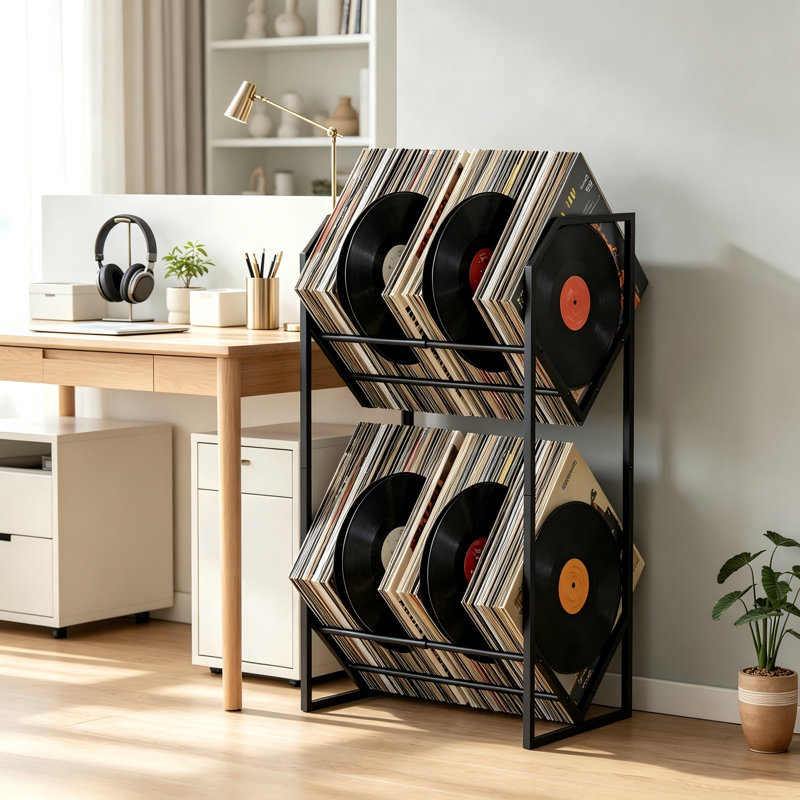 Support de rangement pour disque vinyle, peut contenir 100 disques, métal, renforcé, 2 niveaux, 2 Tier