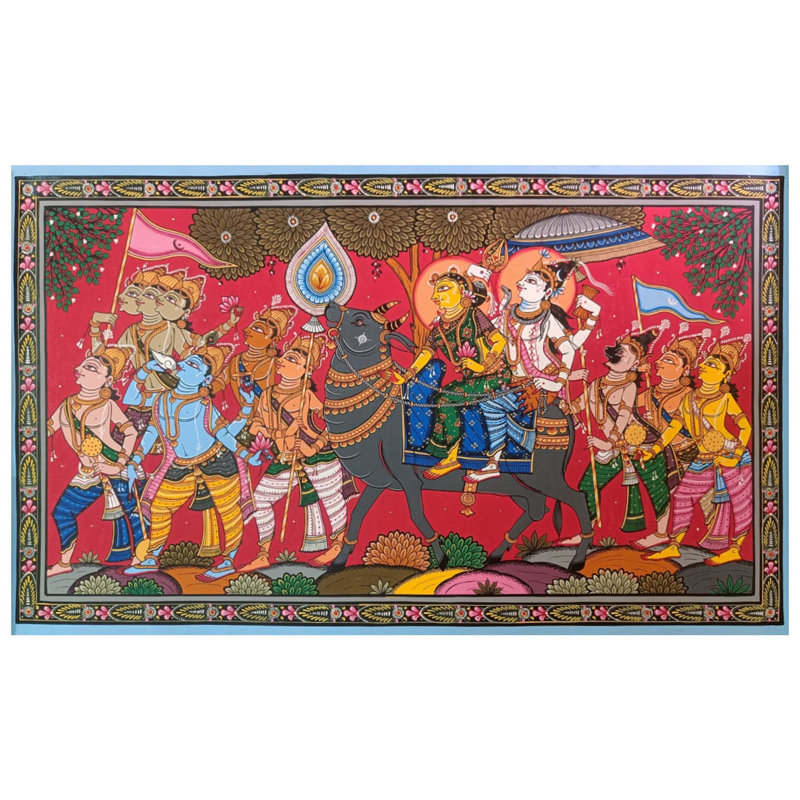 Shiv Vivah et dévot | Couleurs naturelles sur toile | Par Sachikant