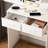 White Dressing Table With 3 - Level Dimmable Led Lights, 2 Drawers, Built In Power Outlet, Hair Dryer Stand, And Upholstered Stool, Ideal For Small Bedrooms Space Saving