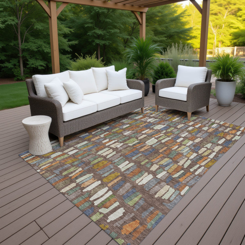 Machine Washable Indoor/Outdoor Kesler ACN2377 Stripes Rug, Rectangle 10' x 14'