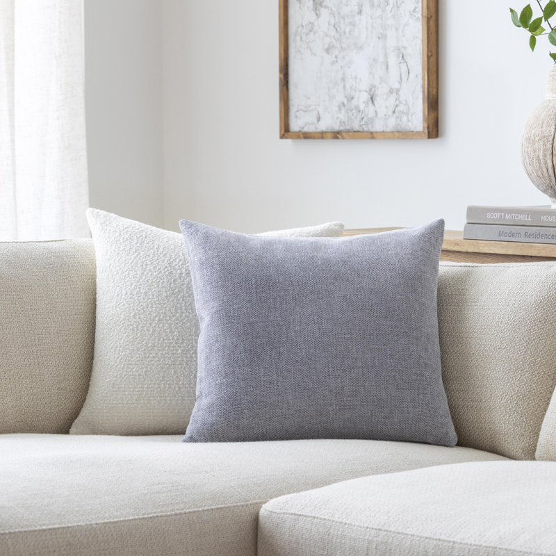 Sajani Accent Throw Pillow Cover, 18"H x 18"W, Down Blend, Gray Blue