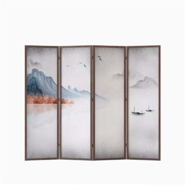 New Chinese folding screen, 78.74" H x 70.86" W x 1.37" D