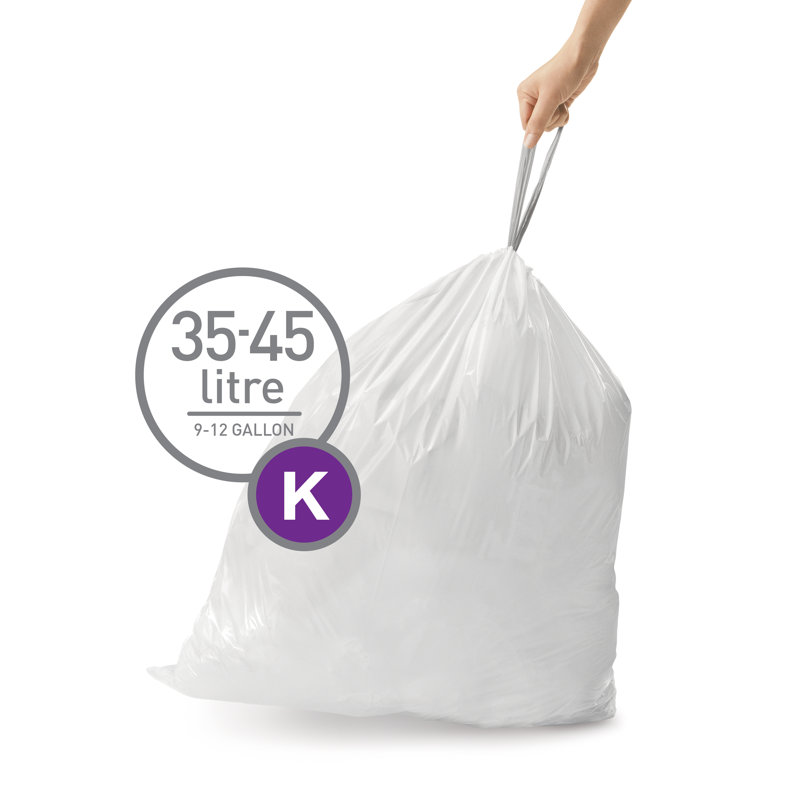 White Custom Fit Drawstring Trash Bags, 60 Count