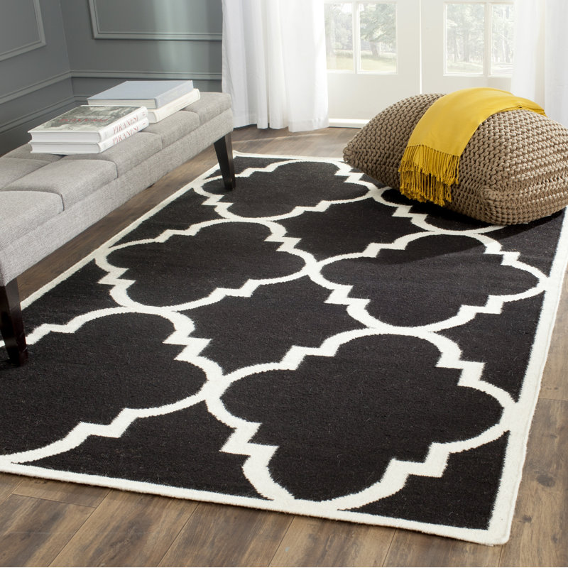 Capirano Geometric Wool Hand Woven Area Rug, Rectangle 91 x 152cm