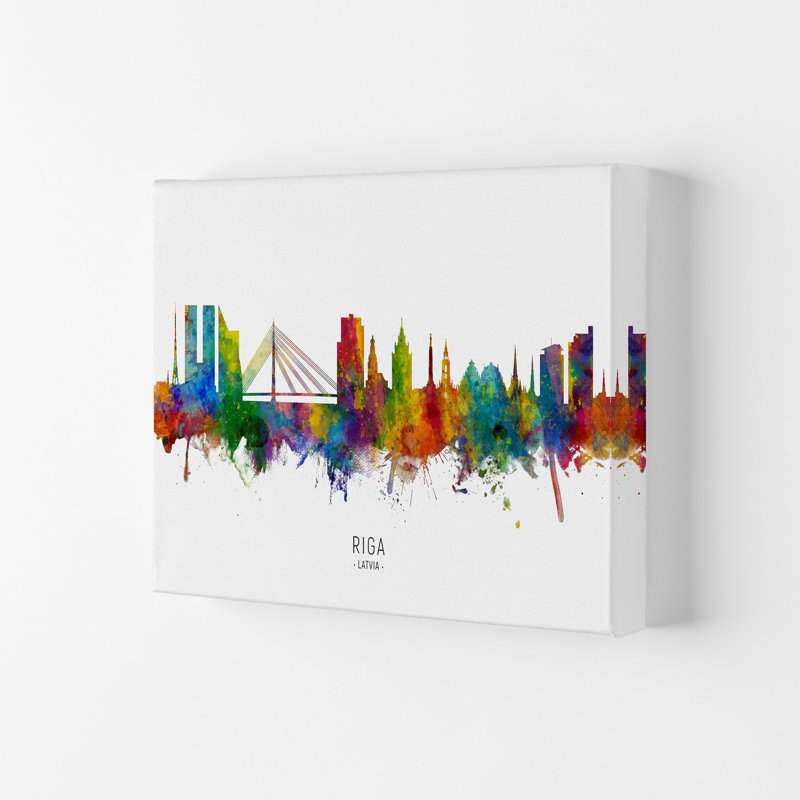 Riga Latvia Skyline by Michael Tompsett - Print, 21cm H x 29.7cm W x 4cm D, Wrapped Canvas