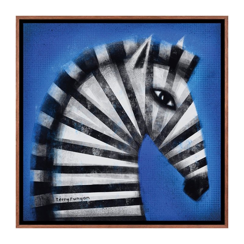 «Striped Profile» par Terry Runyan - imprimé, H 37 po x l 37 po x P 1,5 po, Toile avec cadre brun, Pas de tapis