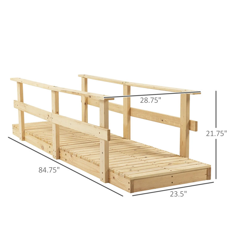 Passerelle en bois 7 'pour étangs, ruisseaux et ruisseaux