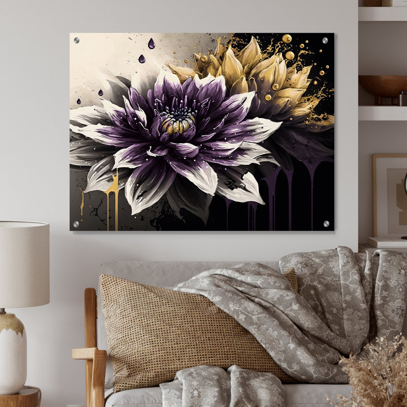 Fleur de Dahlia II - art mural acrylique Dahlia, H 12 po x l 20 po