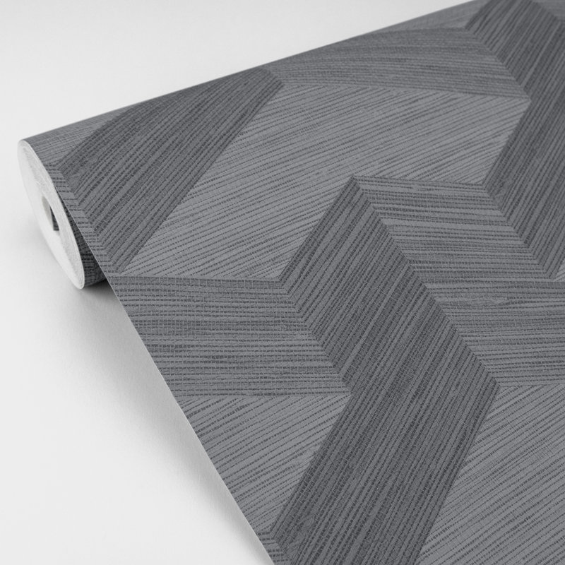 Carnamenagh Geometric Wallpaper Roll, Dark Gray