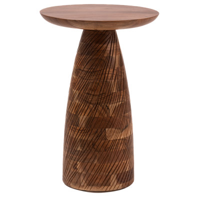 Mid-Century Farmhouse Cottagecore Round Wood Accent Drink Table