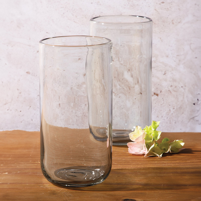 Bloomhouse Sayulita Spring Set of 4 Hand Made 21 OZ Clear Glass Tumbler Set w/ Coasters