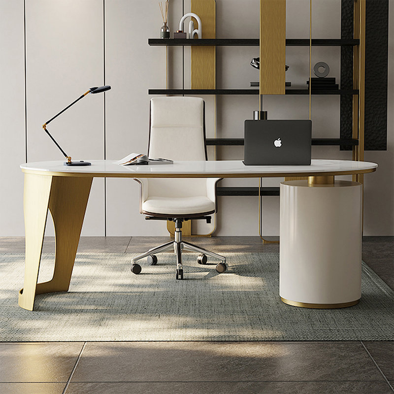 Bureau de direction avec tiroirs Gold, Doré, Retour à droite, H 28,74 po x l 70,87 po x P 27,56 po