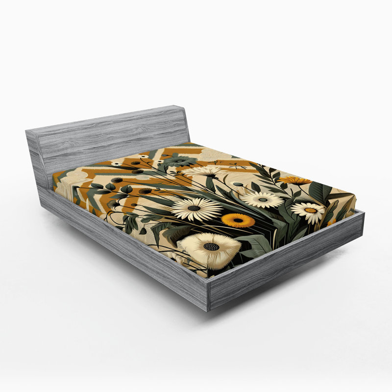 Microfiber Floral Fitted Sheet, California king