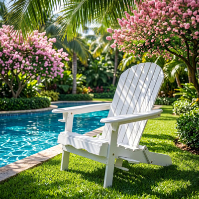 Chaise Adirondack pliante en bois avec porte-gobelet l 35,75 po x P 30,25 po x H 34,25 po Bellwood