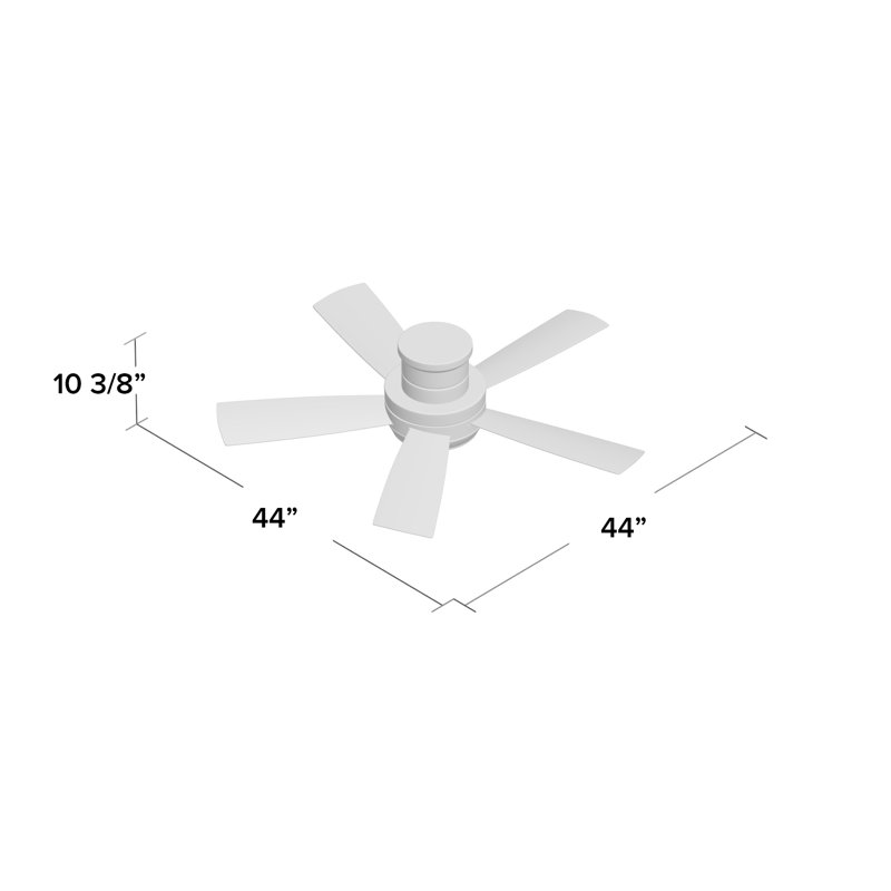 Ventilateur de plafond standard à 5 pales de 44 po avec luminaire à DEL à commande murale Tempo, Blanc