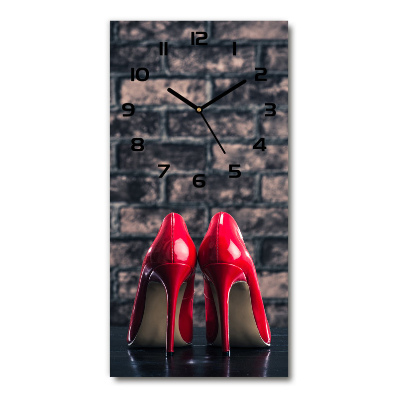 Jahmari Glass Wall Clock, Grey/Red/Black