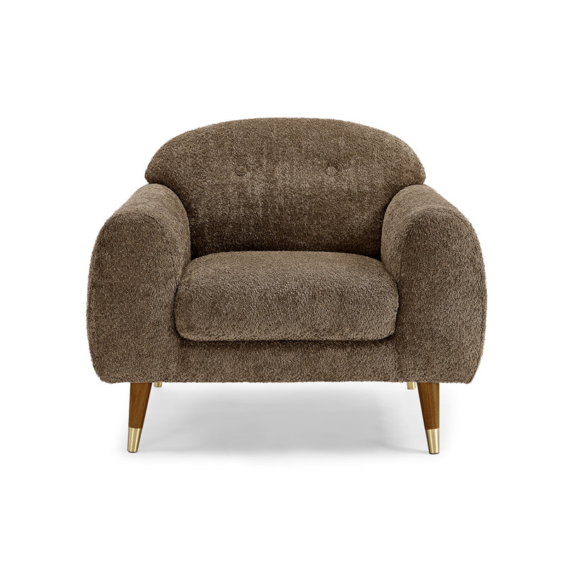 Elishah 96Cm Wide Tufted Armchair, Camel Boucle, Brown