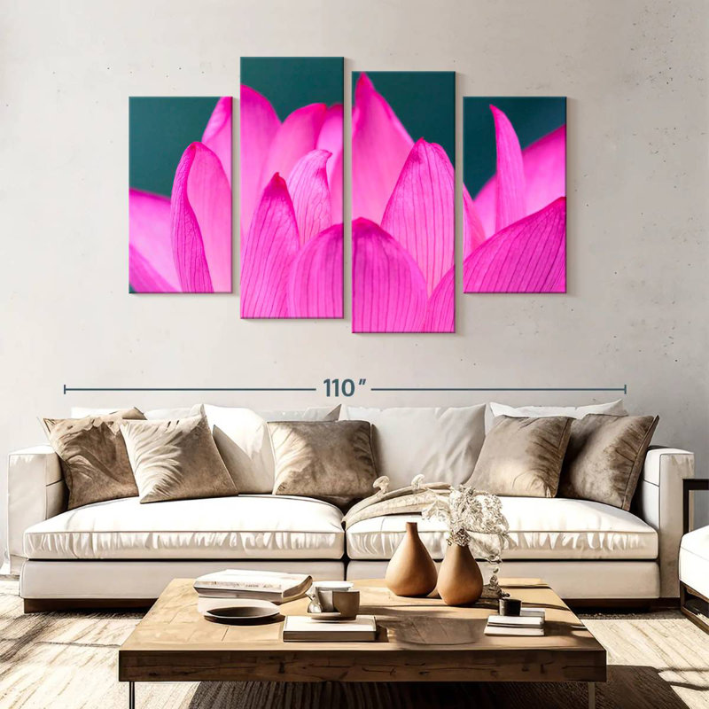 Lotus rose chaud Harnek, H 54 po x l 84 po
