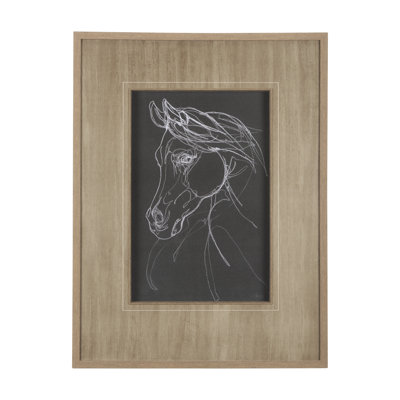 Horse III Olive a Hand Embelished Textured Framed Art Print