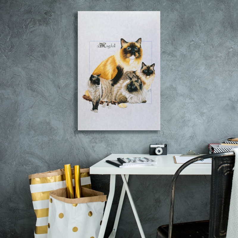 Toile rouge, «Ragdoll» par Barbara Keith, art mural sur toile, H 26 po x l 18 po x P 0,75 po