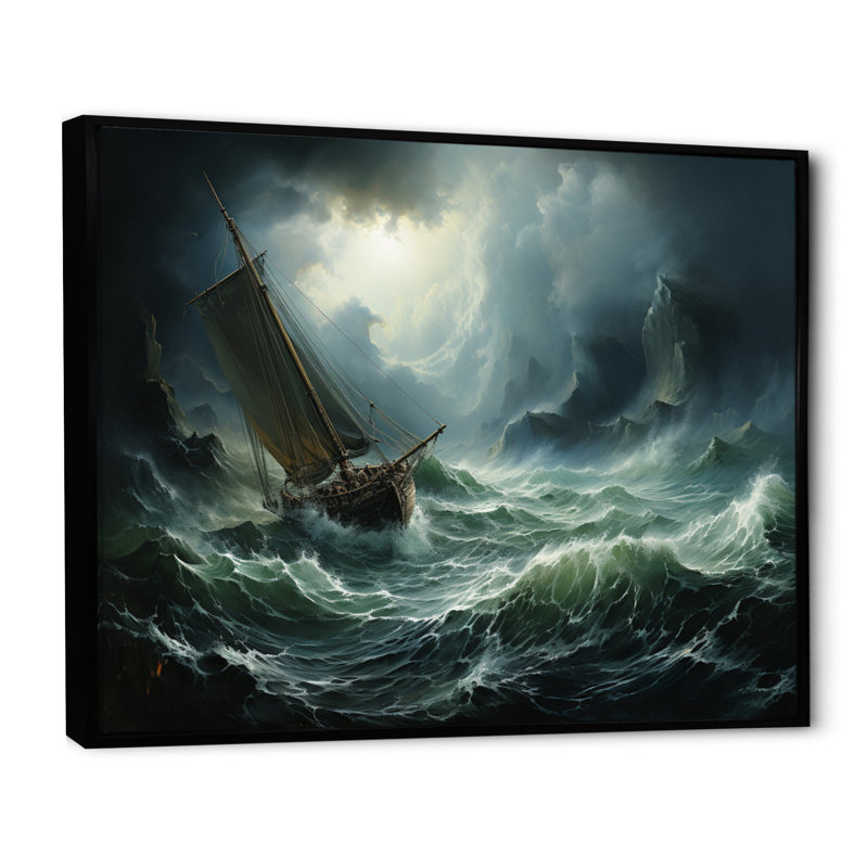 «Stormy Seas Beauty III - Storms», art mural, 12" H x 20" W, Cadre flottant noir