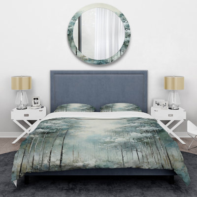 Landscape 4 Pcs Comforter Set - Pine Tree Enchanted Forest I Bedding And Throw Pillow Set