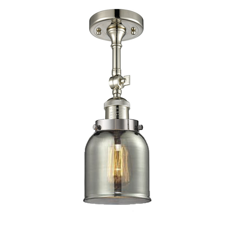 Wynkoop Semi Flush Mount, Smoked, 13" H x 5" W, Satin Gold