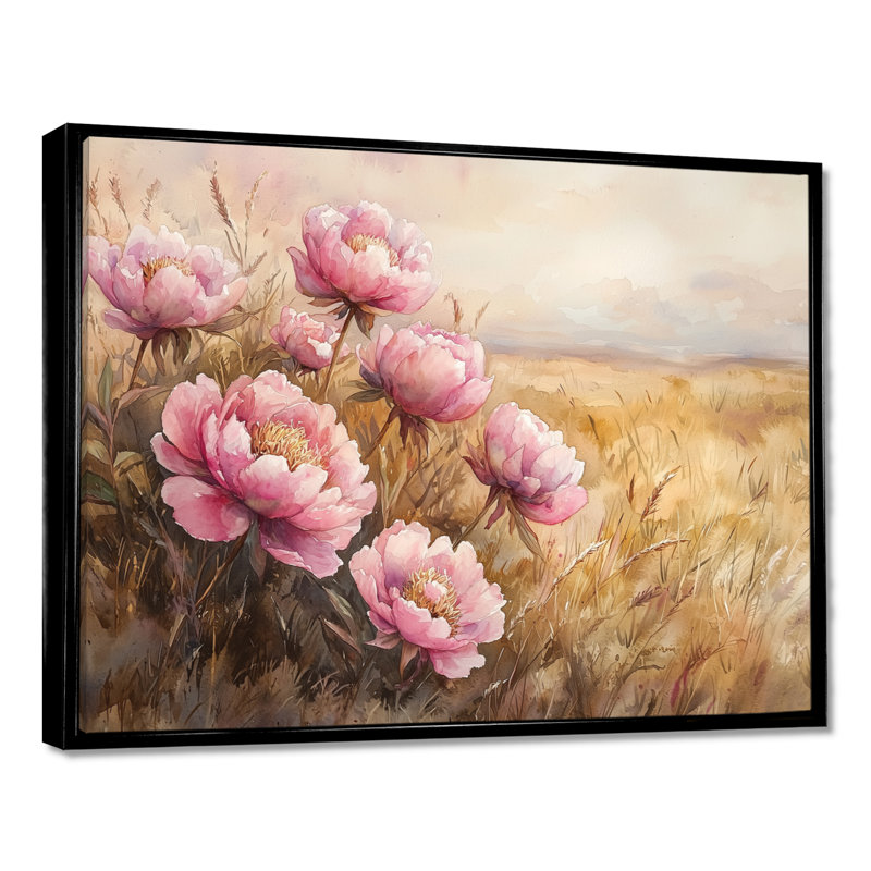 Pivoines par The Open Prairie I - Pivoines, reproductions encadrées, H 12 po x l 20 po, Noir