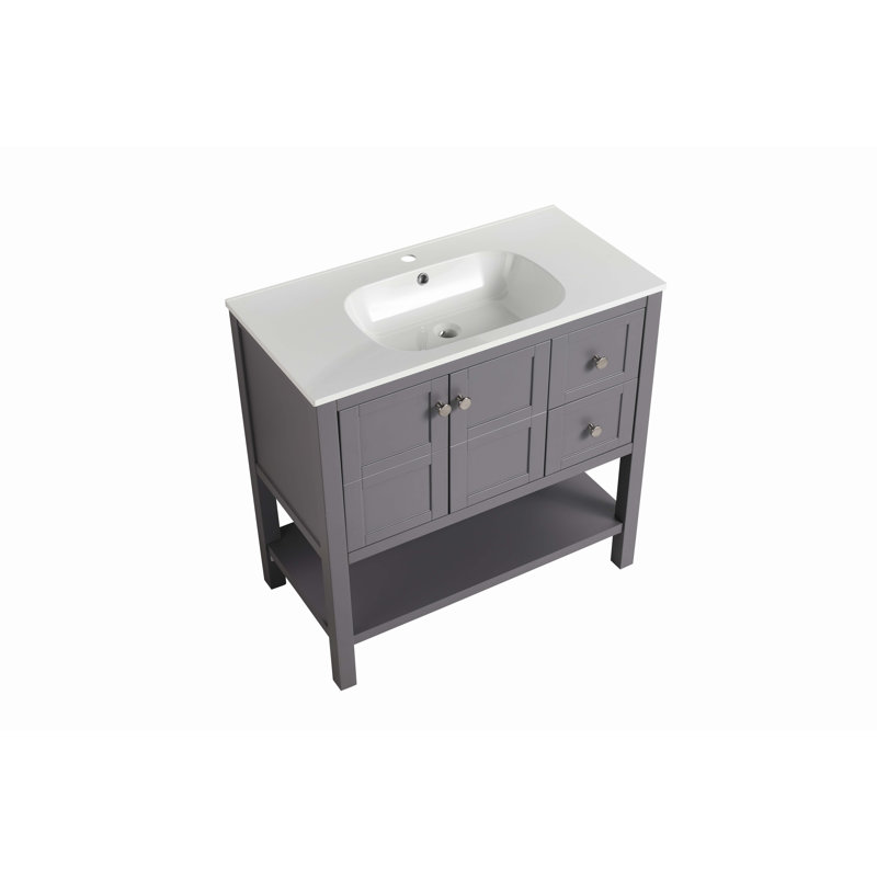 Bakary 18.50'' Double Bathroom Vanity with Manufactured Wood Top, White