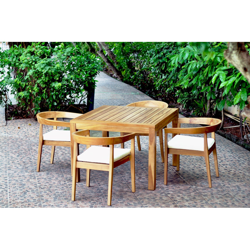 Ensemble repas extérieur pour 4 personnes Square, Toile bleu marine Sunbrella®