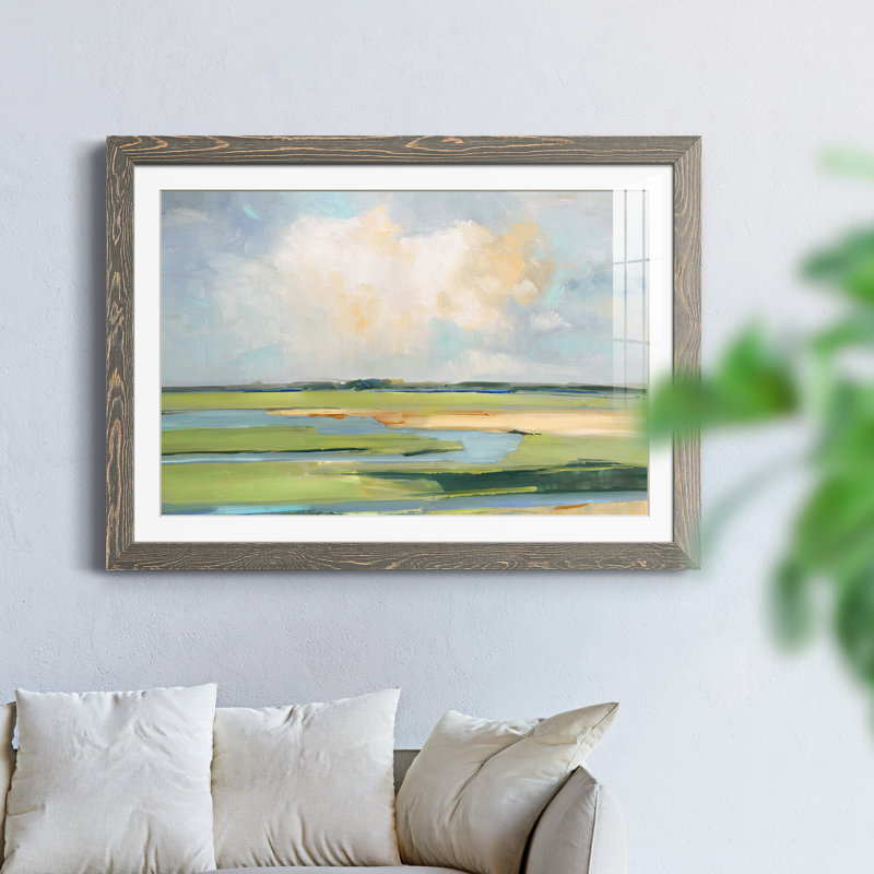 Pastel Horizon II - peinture encadrée, Encadré gris, H 31,5 po x l 23,5 po x P 1,5 po