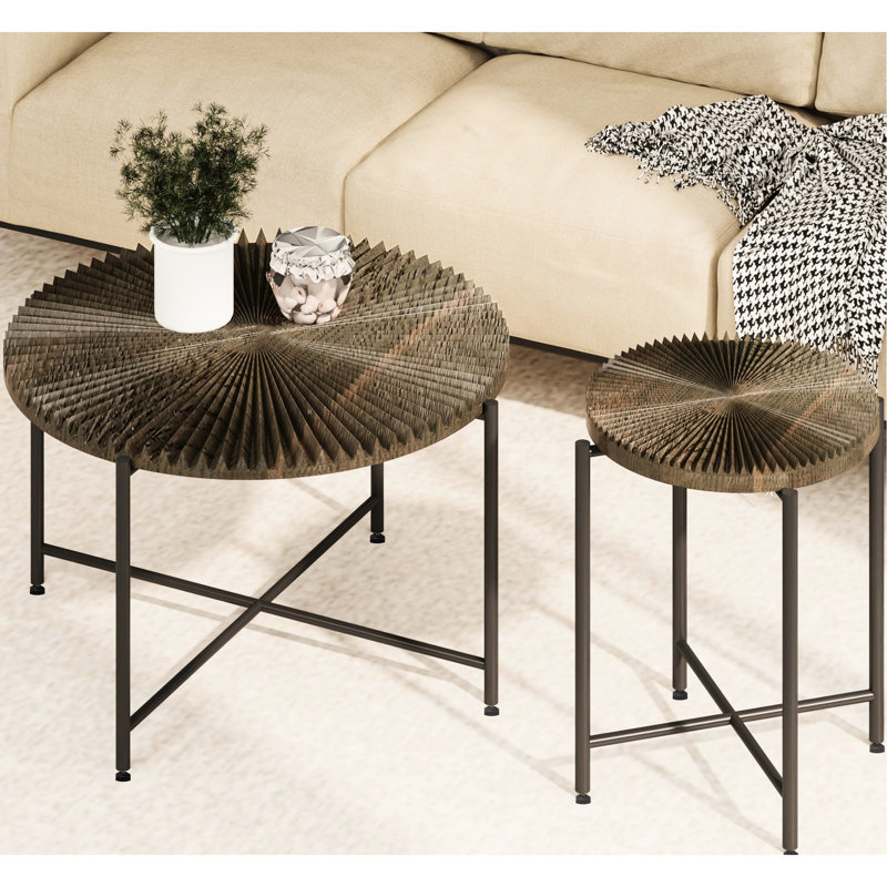 Table basse et table de bout Radial, Noyer brun