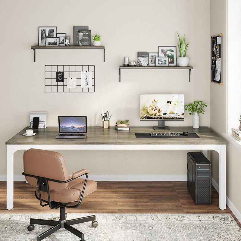 Bureau d'ordinateur extra long pour 2 personnes, poste de travail double