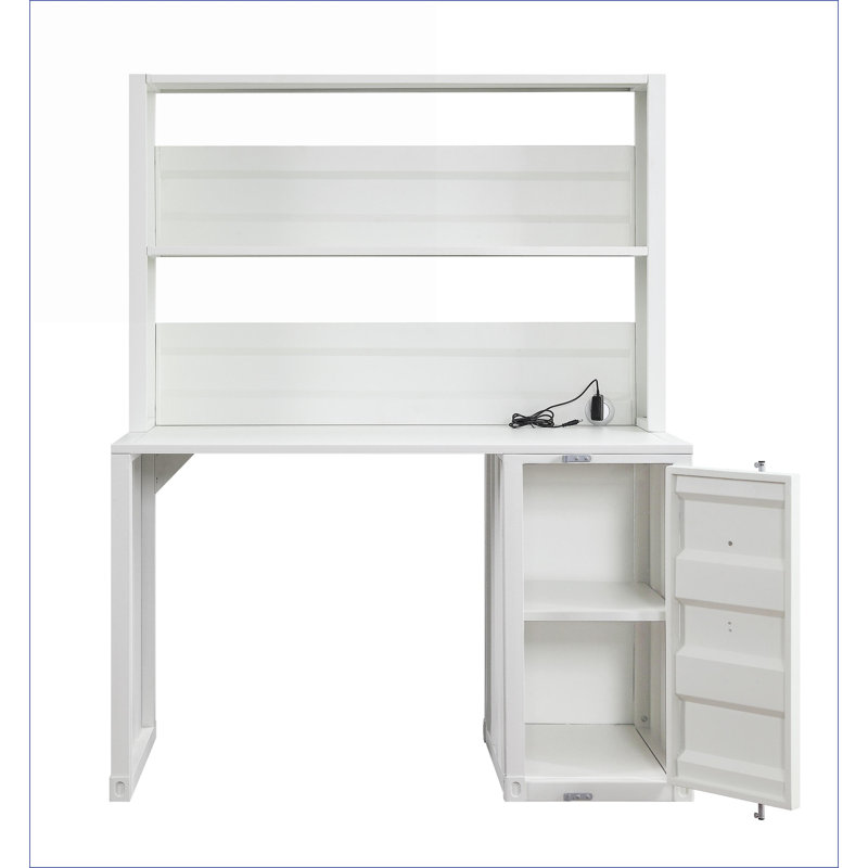 Bureaux avec huche - Bureau fonctionnel à 1 porte | Blanc | Fer, Beige