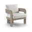 Fauteuil de patio extérieur en oléfine crème et osier Audiel-129907360