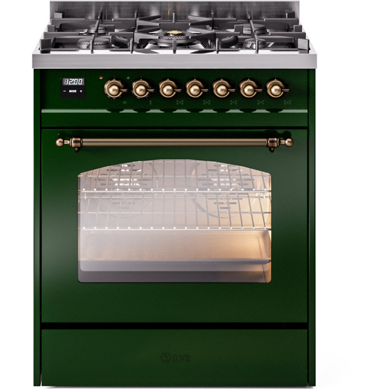 ILVE Nostalgie II 30 in Dual Fuel Range, Antique White/Chrome, Liquid Propane