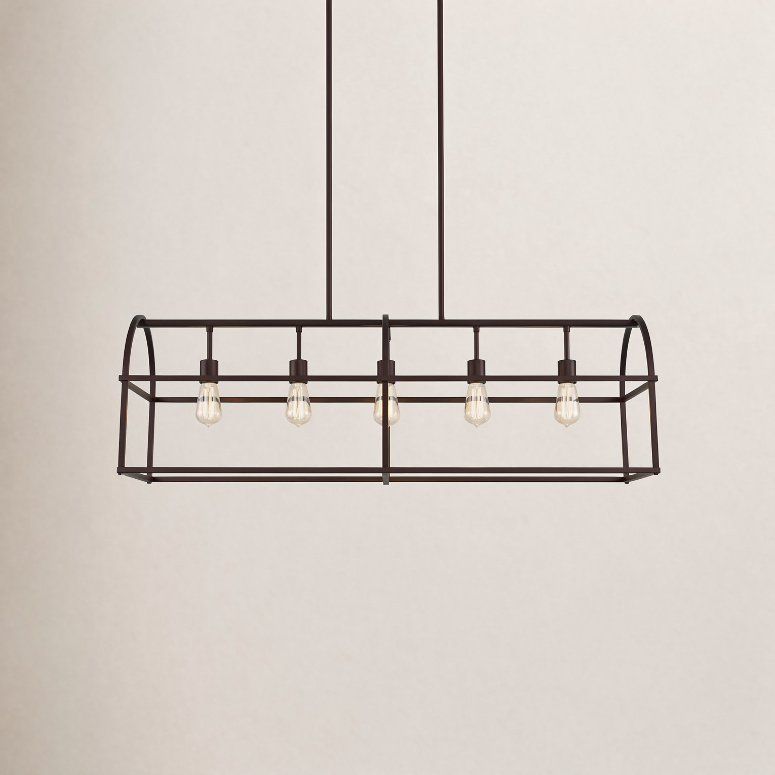 5 Light Dimmable Pendant, Bronze