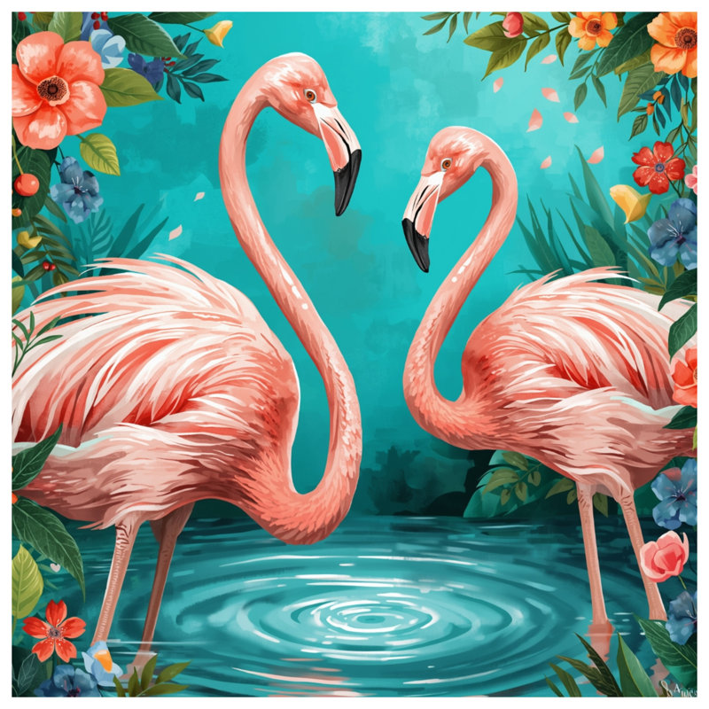 Tapis de bain flamants roses avec fleurs, L 24 po x L 17 po