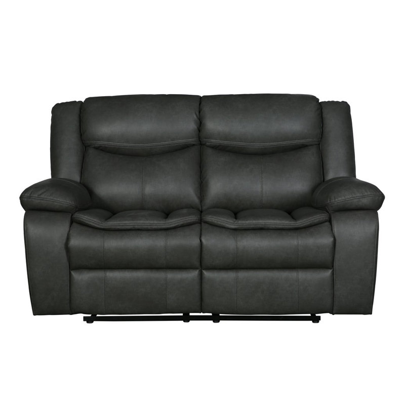 Apollonie 64'' Faux Leather Reclining Loveseat, Gray Faux Leather