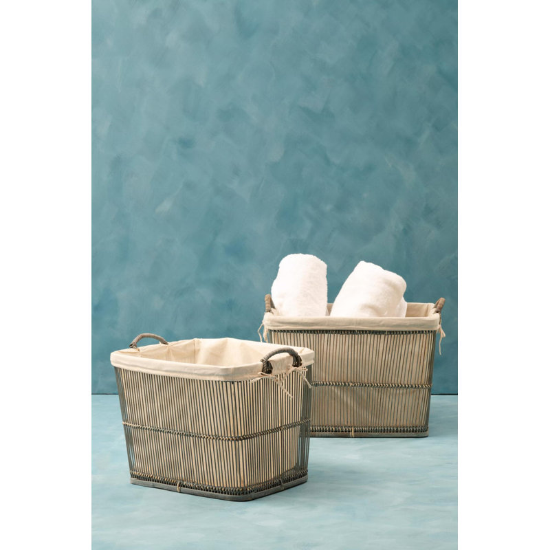 August Grove Mourcourt Solid Wood Decorative Basket, Grey