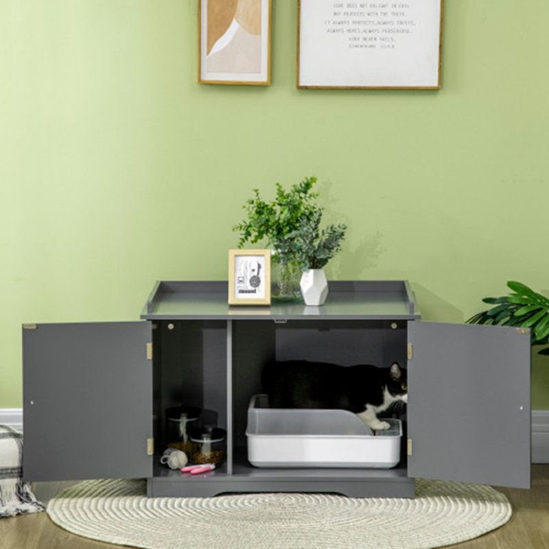 Meuble de rangement pour chat avec table magnétique cachée PawHut