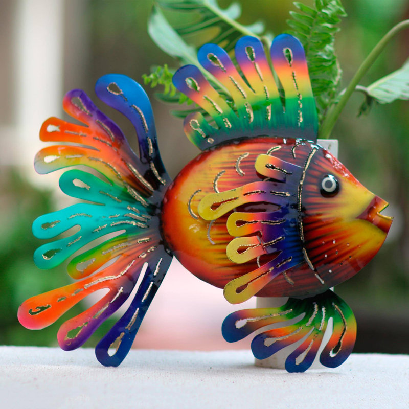 Décoration murale poisson flamboyant et métal