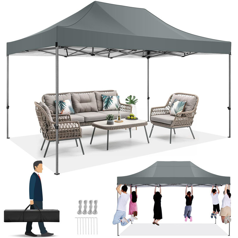 3x3m hollow canopy tape with three sides covered with fabric, Gray