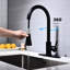 Robinet de cuisine, robinet rétractable, levier simple, buse haute, saleté, robinet en acier inoxydable noir mat avec bec rotatif à 360 ° pour une meilleure commodité de l'eau, un réglage de la température et du débit du levier,-288225794