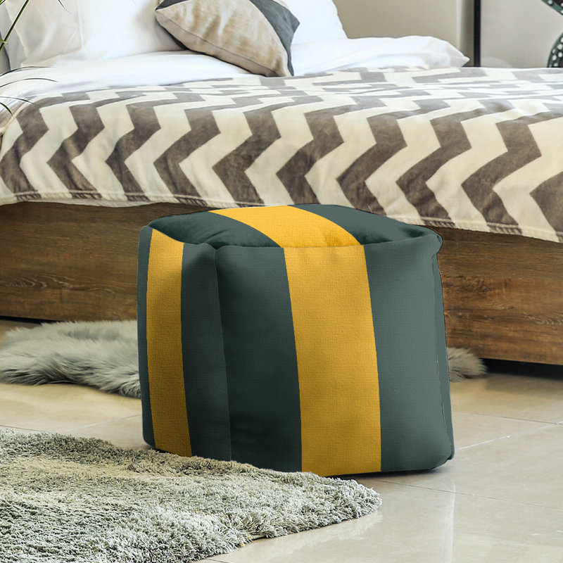 Repose-pieds cubique Tennessee, H 13 po x l 13 po x P 13 po, Vert foncé / jaune