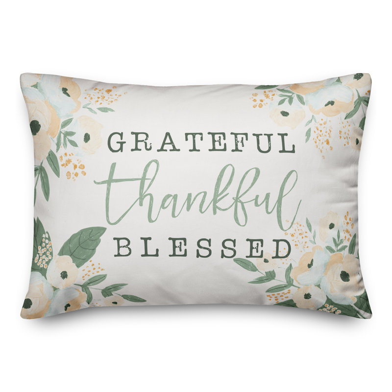 Coussin lombaire floral Grateful Thankful and Blessed Spring