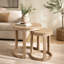 Table de bout - Plateau rond - Tablette inférieure intégrée - Finition naturelle - Style transitionnel